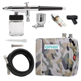 OPHIR Dual Action Airbrush 0.3mm Airbrush Spray Paint Mini Air Compressor for Temporary Tattoo Body Painting Model Painting