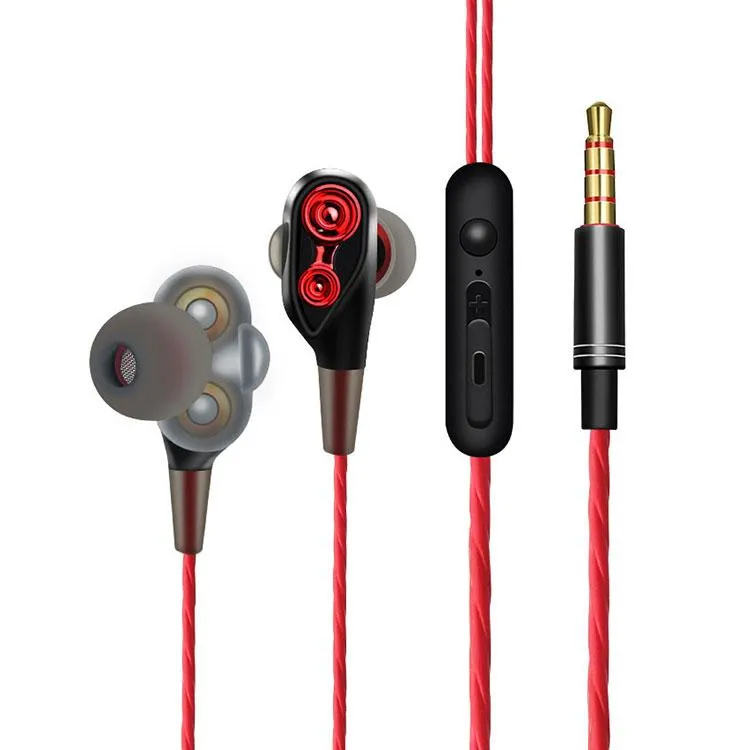 PTron Boom 4D Headphones Deep Bass Stereo Wired Headset For All Smartphones (Red/Black)