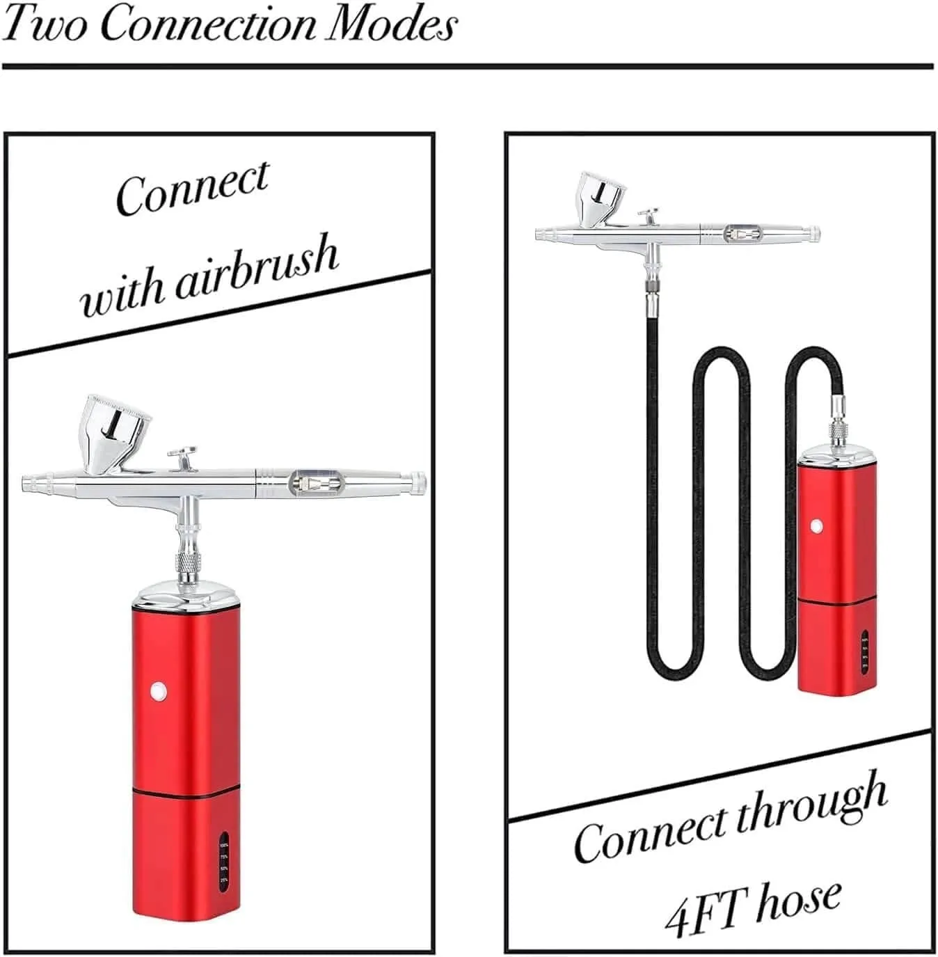 Rechargeable cordless airbrush kit with compressor auto stop