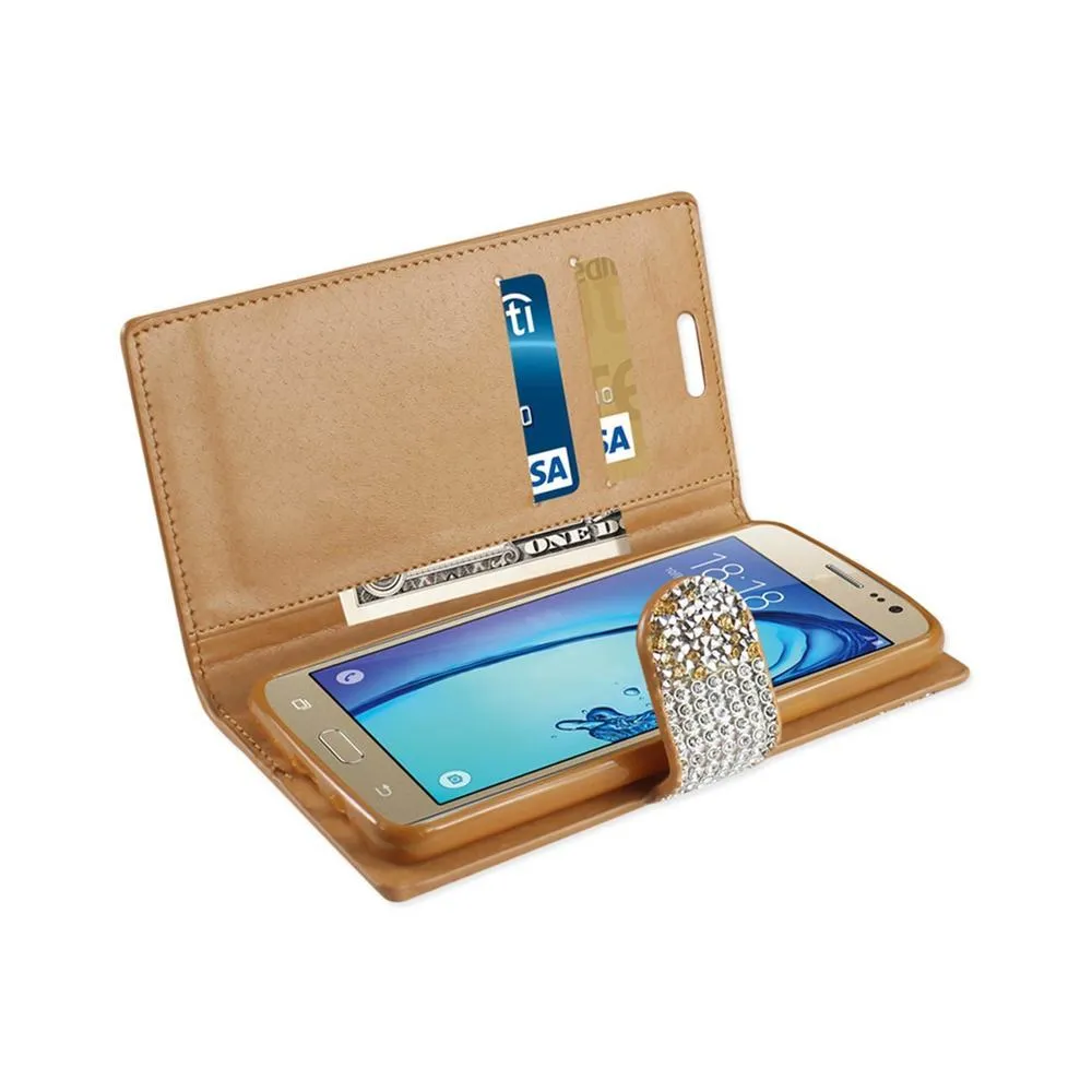 Reiko REIKO SAMSUNG GALAXY ON5 JEWELRY RHINESTONE WALLET CASE IN GOLD