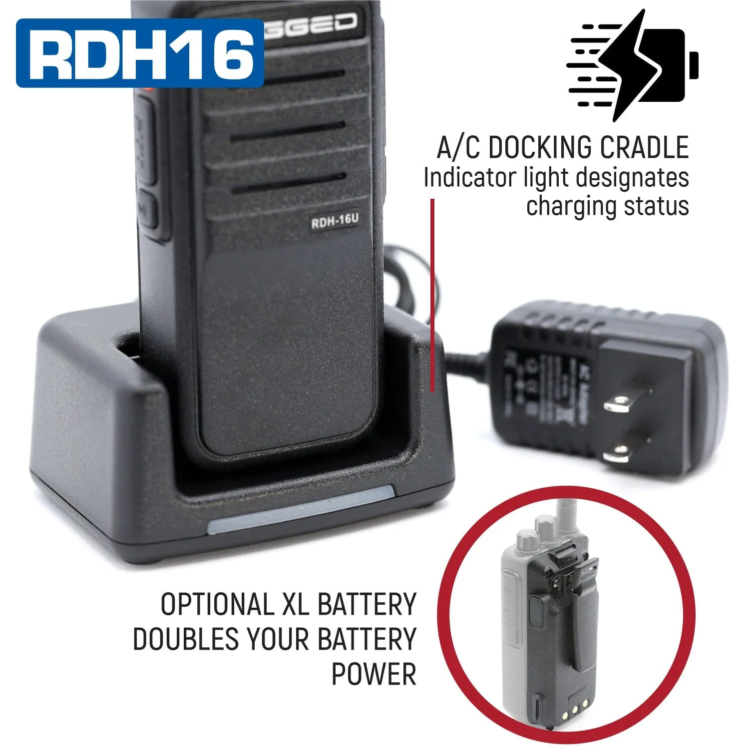 Rugged RDH16 UHF Digital and Analog Handheld Radio
