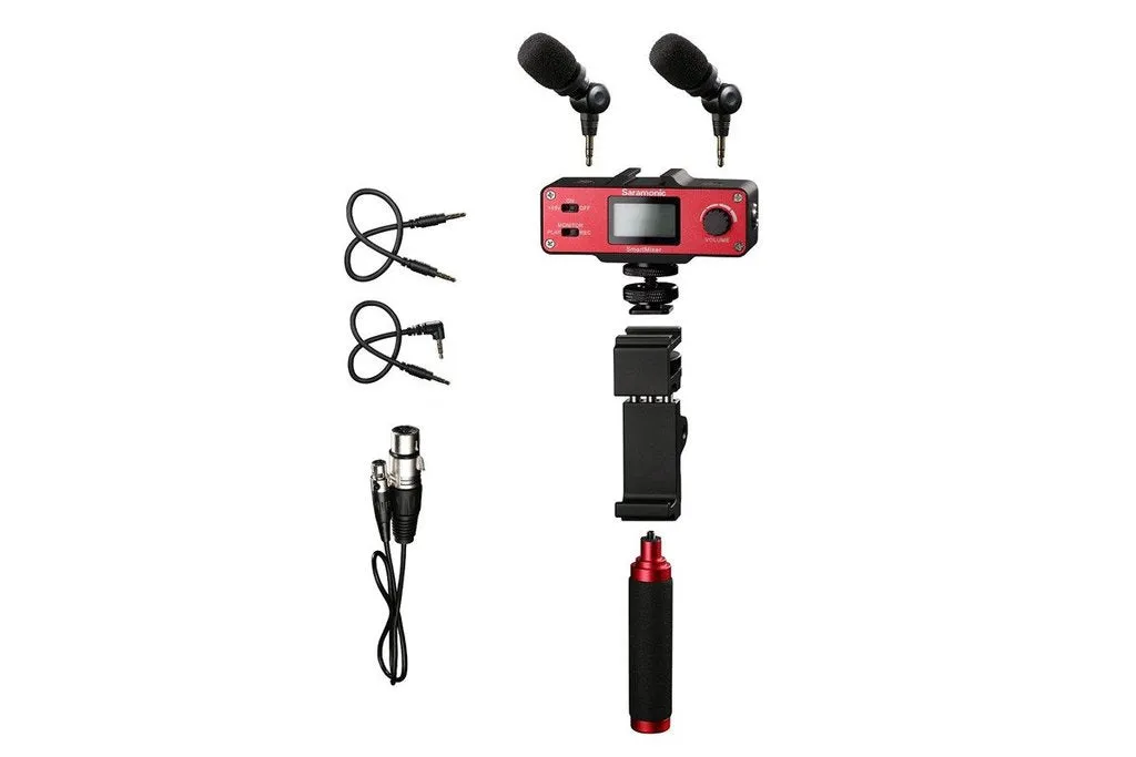 Saramonic SmartMixer Smartphone Mixer with Dual Microphones, Handgrip & Headphone Output for Apple iPhone & Android
