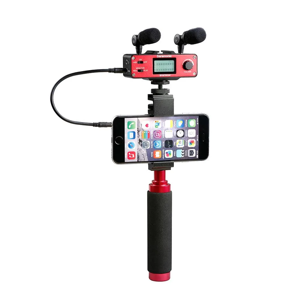 Saramonic SmartMixer Smartphone Mixer with Dual Microphones, Handgrip & Headphone Output for Apple iPhone & Android