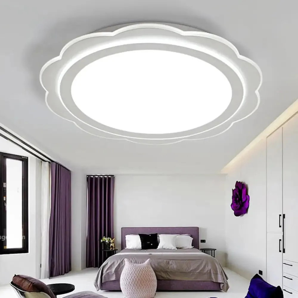Simple Acrylic LED Flush Mount Light: White Flower Shape for Bedroom & Porch