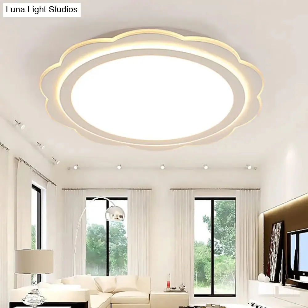 Simple Acrylic LED Flush Mount Light: White Flower Shape for Bedroom & Porch
