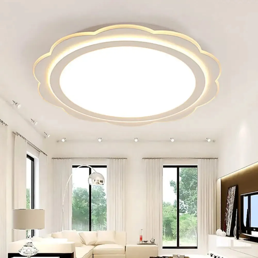 Simple Acrylic LED Flush Mount Light: White Flower Shape for Bedroom & Porch