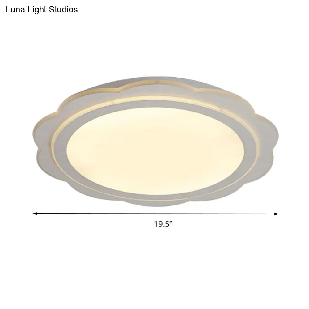 Simple Acrylic LED Flush Mount Light: White Flower Shape for Bedroom & Porch