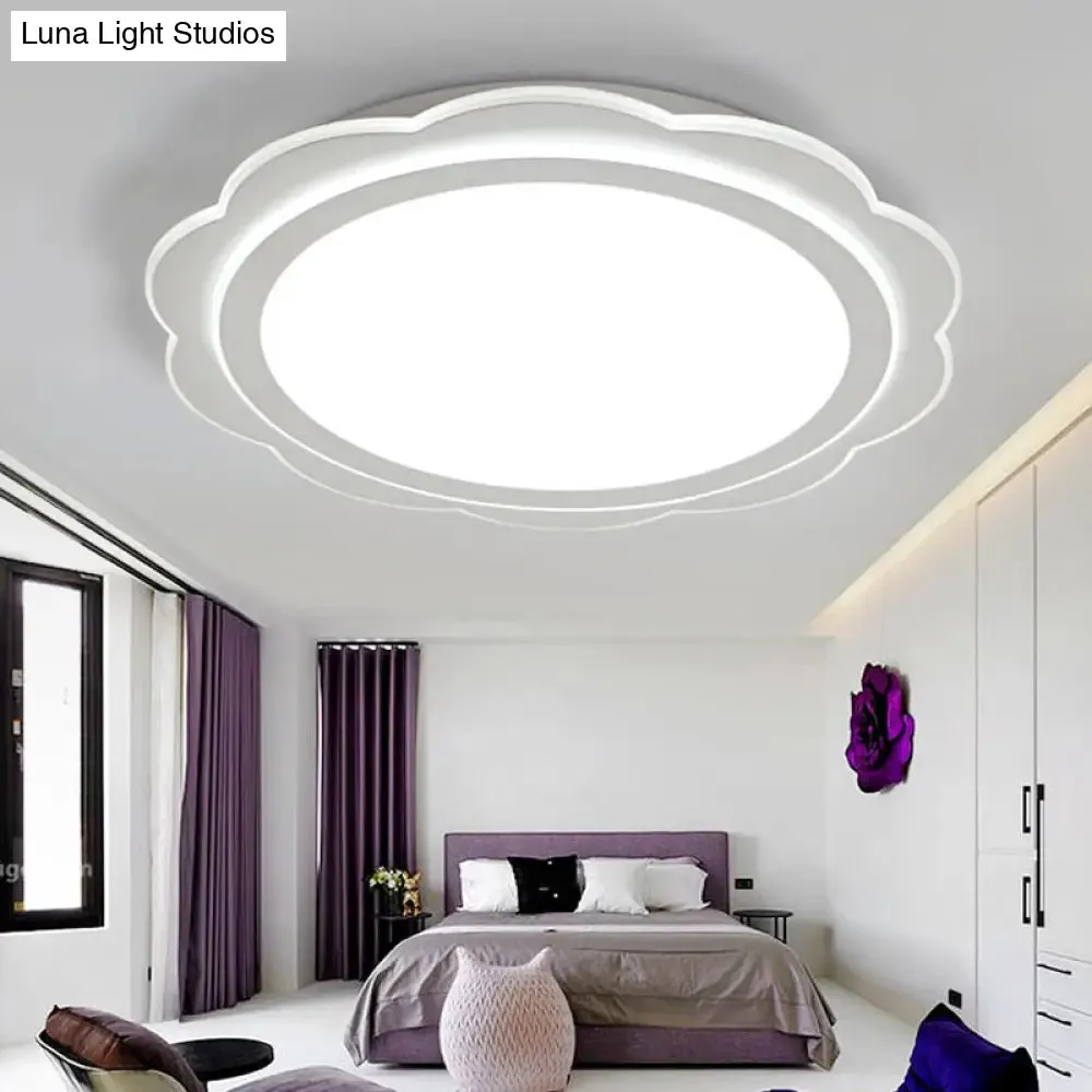 Simple Acrylic LED Flush Mount Light: White Flower Shape for Bedroom & Porch