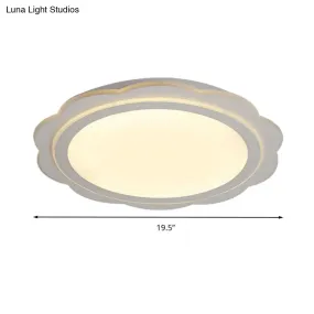Simple Acrylic LED Flush Mount Light: White Flower Shape for Bedroom & Porch