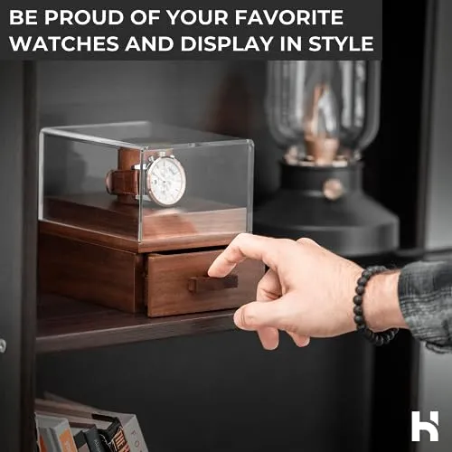 Single Watch Box for Men - Single Watch Display Case with Clear Acrylic Watch Holder