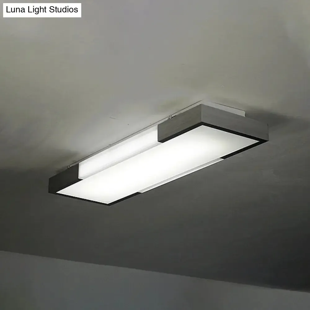 Sleek Simplicity Rectangular Flush Mount Lamp - 8"/15" Wide, Metal, 24.5"/35.5" Long - LED Cloakroom Flush Light Fixture in Black/Silver