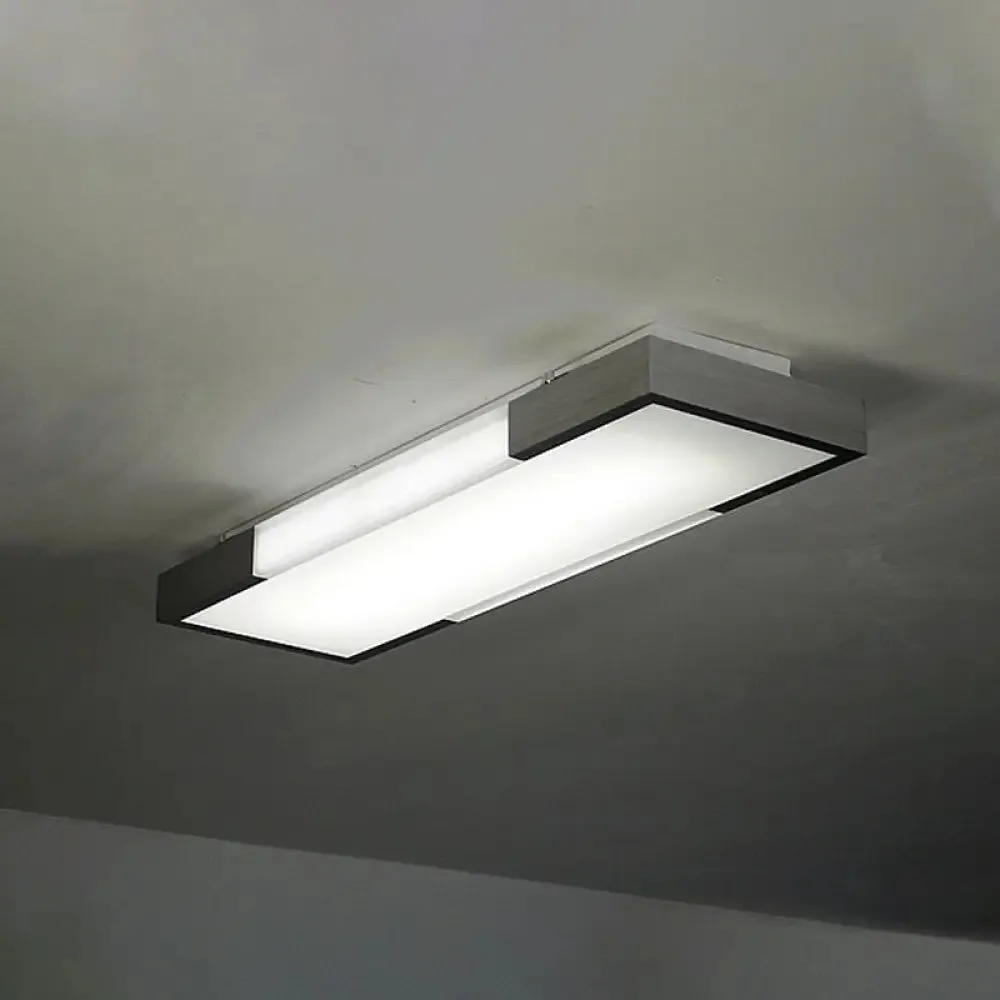 Sleek Simplicity Rectangular Flush Mount Lamp - 8"/15" Wide, Metal, 24.5"/35.5" Long - LED Cloakroom Flush Light Fixture in Black/Silver
