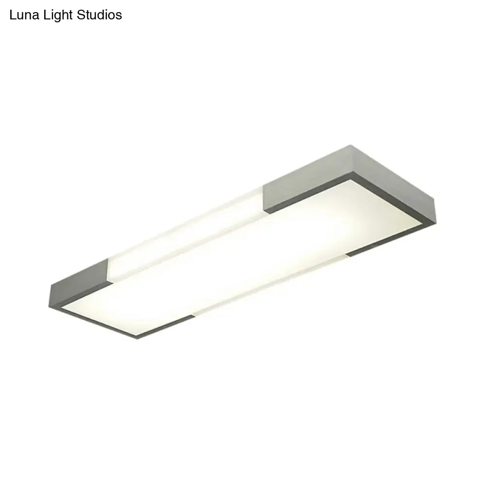 Sleek Simplicity Rectangular Flush Mount Lamp - 8"/15" Wide, Metal, 24.5"/35.5" Long - LED Cloakroom Flush Light Fixture in Black/Silver