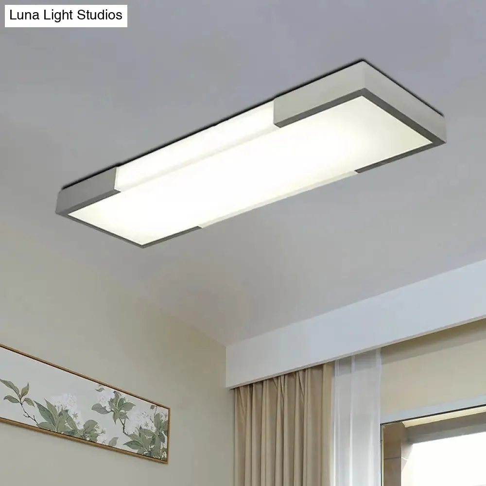 Sleek Simplicity Rectangular Flush Mount Lamp - 8"/15" Wide, Metal, 24.5"/35.5" Long - LED Cloakroom Flush Light Fixture in Black/Silver