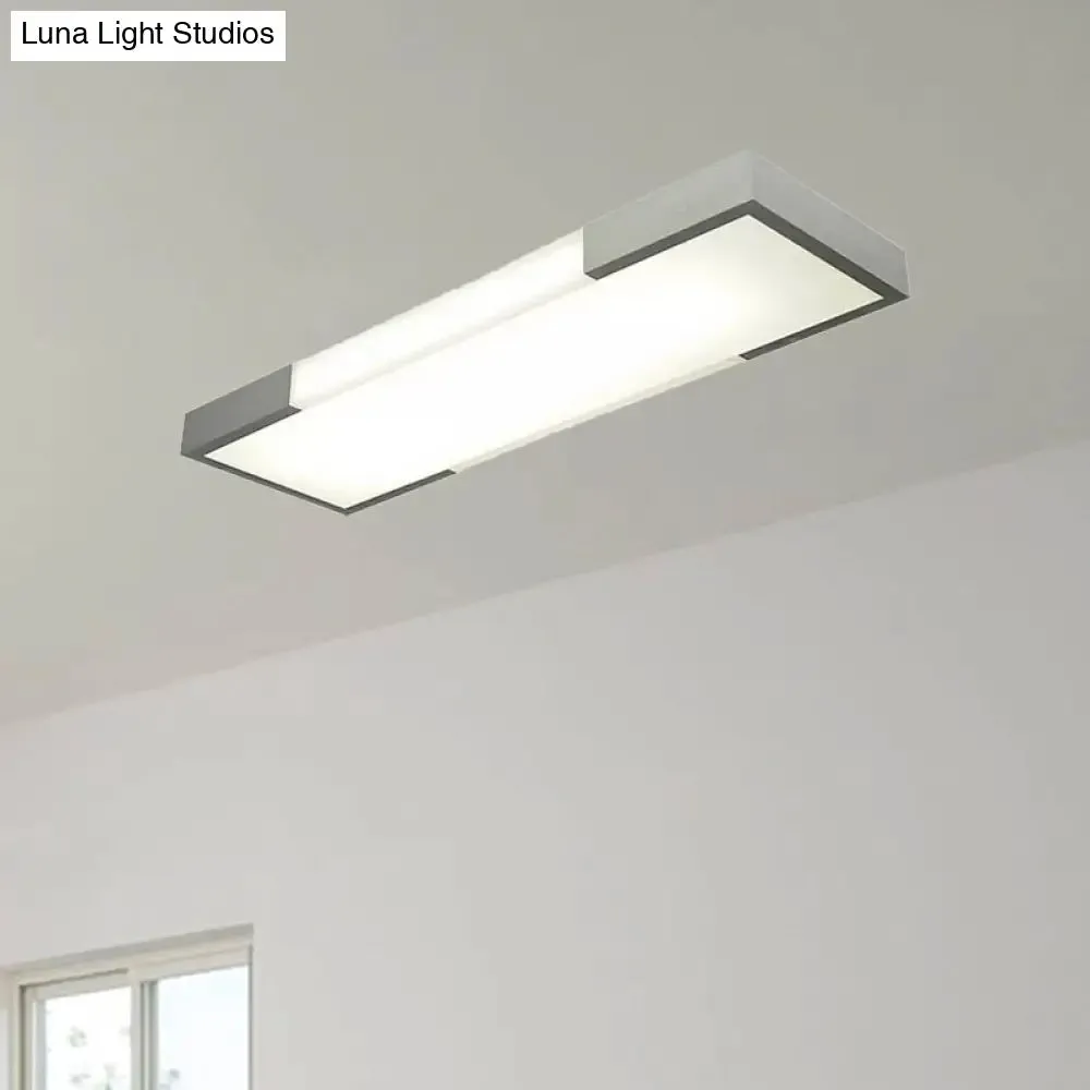 Sleek Simplicity Rectangular Flush Mount Lamp - 8"/15" Wide, Metal, 24.5"/35.5" Long - LED Cloakroom Flush Light Fixture in Black/Silver
