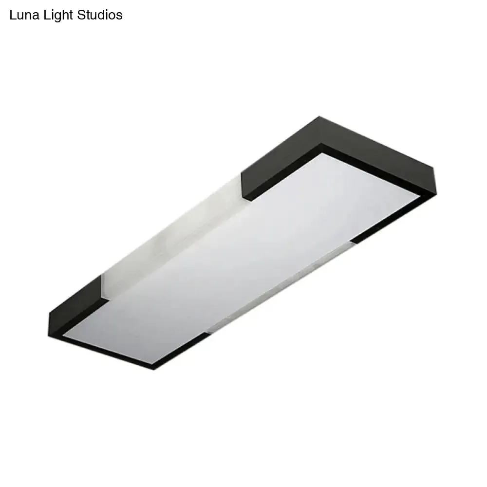 Sleek Simplicity Rectangular Flush Mount Lamp - 8"/15" Wide, Metal, 24.5"/35.5" Long - LED Cloakroom Flush Light Fixture in Black/Silver