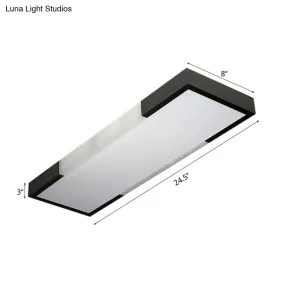 Sleek Simplicity Rectangular Flush Mount Lamp - 8"/15" Wide, Metal, 24.5"/35.5" Long - LED Cloakroom Flush Light Fixture in Black/Silver