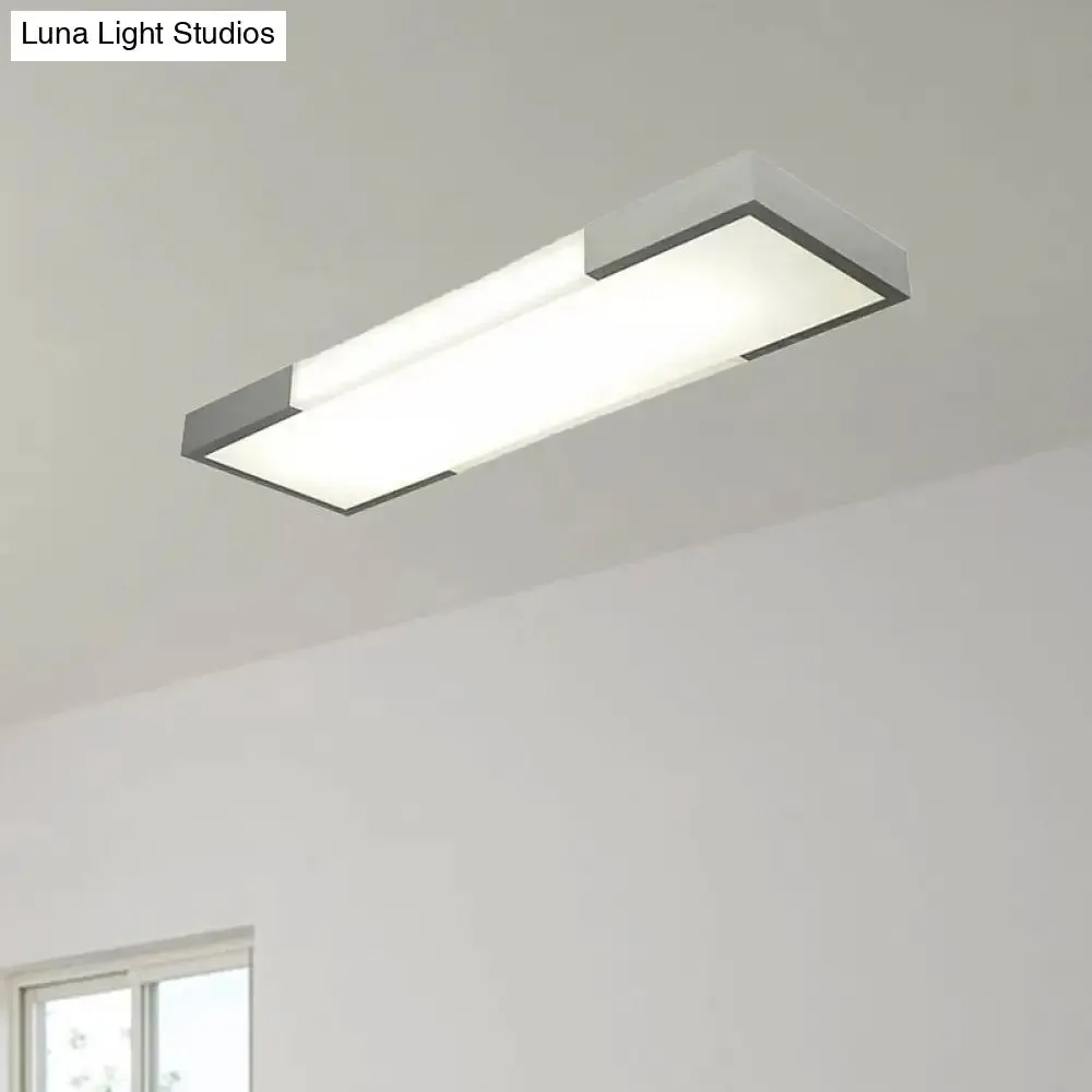 Sleek Simplicity Rectangular Flush Mount Lamp - 8"/15" Wide, Metal, 24.5"/35.5" Long - LED Cloakroom Flush Light Fixture in Black/Silver