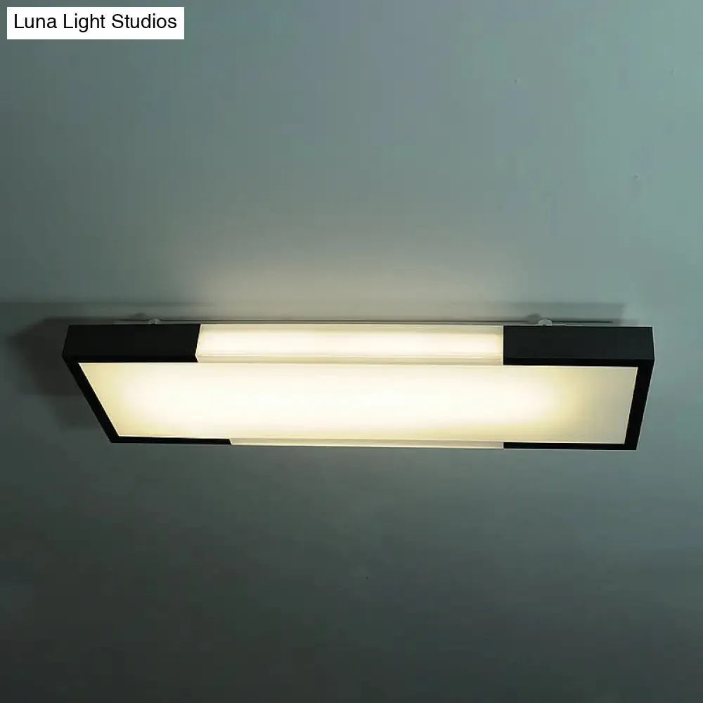 Sleek Simplicity Rectangular Flush Mount Lamp - 8"/15" Wide, Metal, 24.5"/35.5" Long - LED Cloakroom Flush Light Fixture in Black/Silver