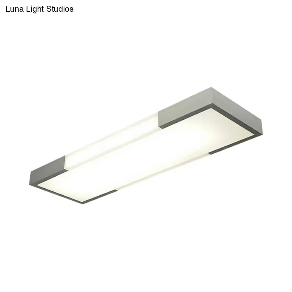 Sleek Simplicity Rectangular Flush Mount Lamp - 8"/15" Wide, Metal, 24.5"/35.5" Long - LED Cloakroom Flush Light Fixture in Black/Silver