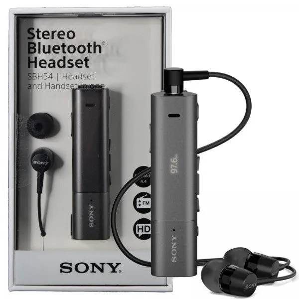 SONY SBH54 HD stereo bluetooth headset and handset in one with FM radio and LED