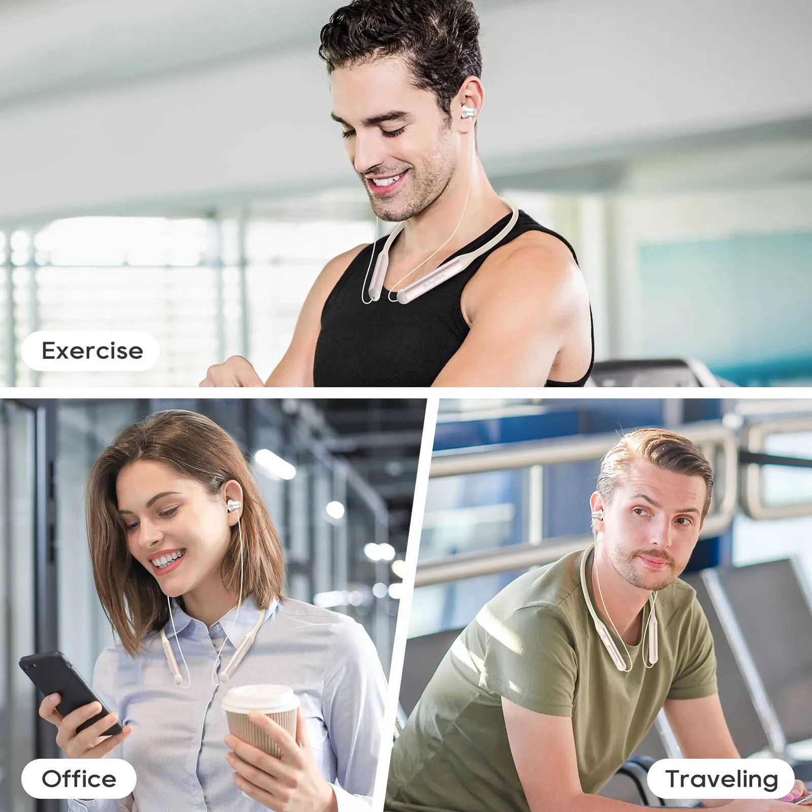 Srhythm S2 Noise Cancelling Wireless Earphones, Neckband Style for Sports