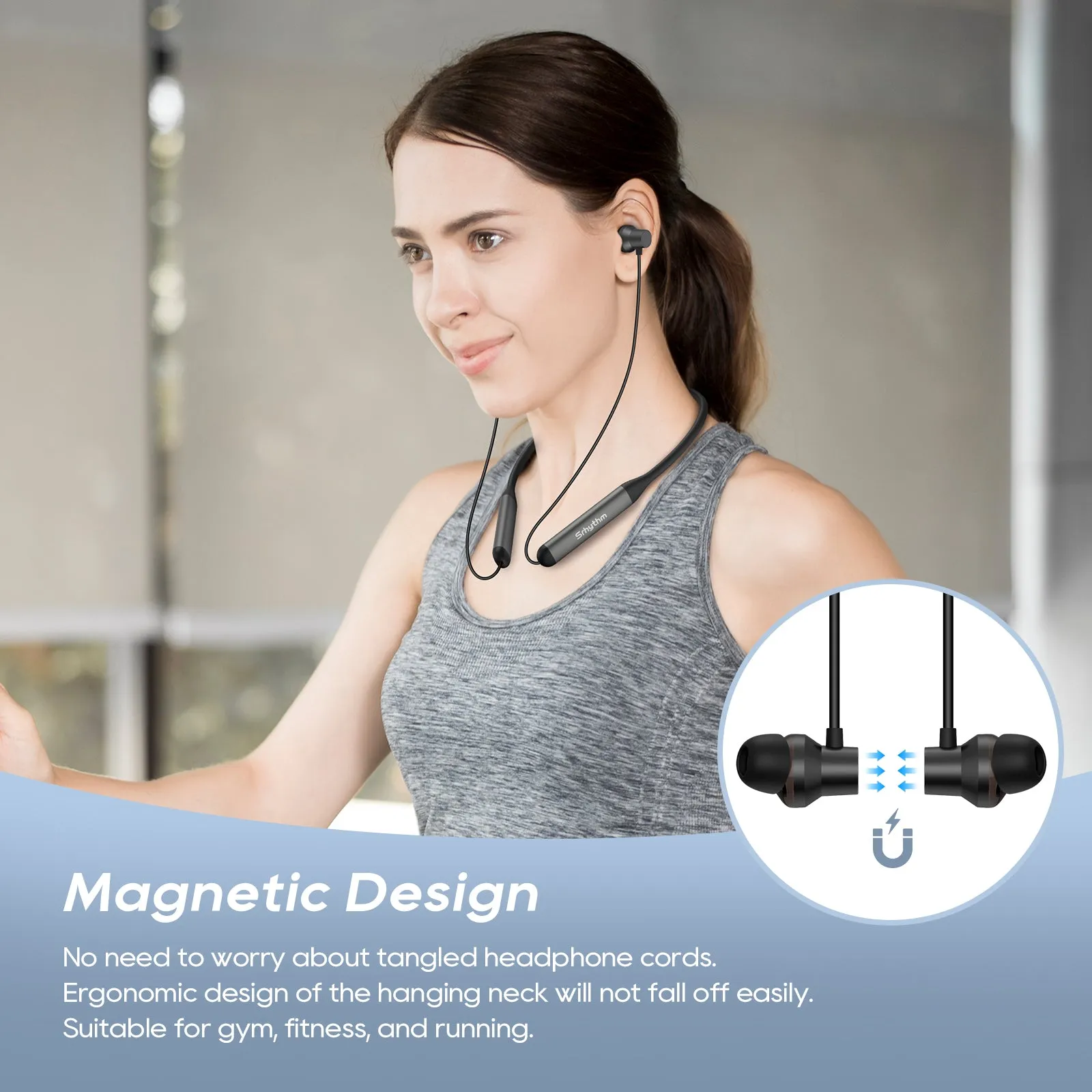 Srhythm S2 Noise Cancelling Wireless Earphones, Neckband Style for Sports