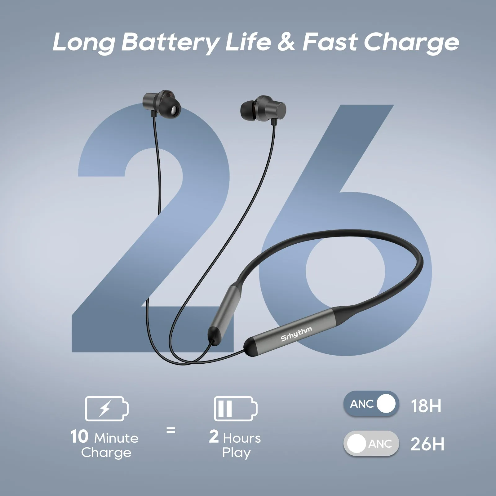 Srhythm S2 Noise Cancelling Wireless Earphones, Neckband Style for Sports