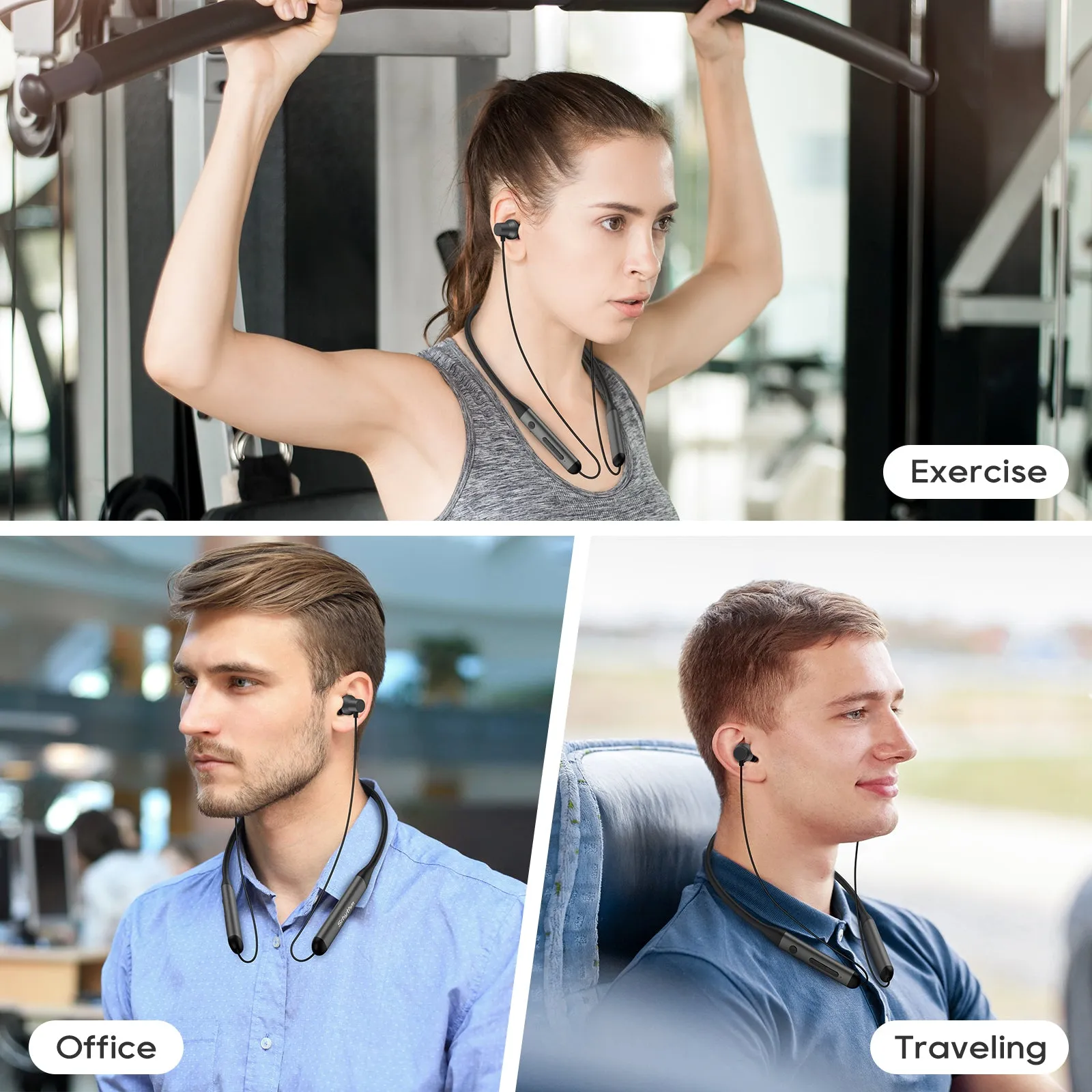 Srhythm S2 Noise Cancelling Wireless Earphones, Neckband Style for Sports