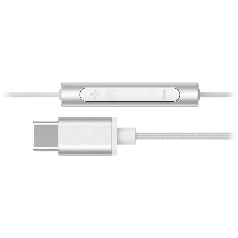 Sway C-Buds Premium USB C Connection Braided Earbuds with Mic and Volume Control White by Sway