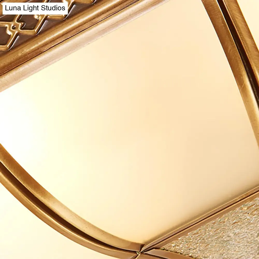 Traditional Flower Gold Flushmount Lighting - 4-Light Milky Glass Ceiling Flush Mount for Bedroom