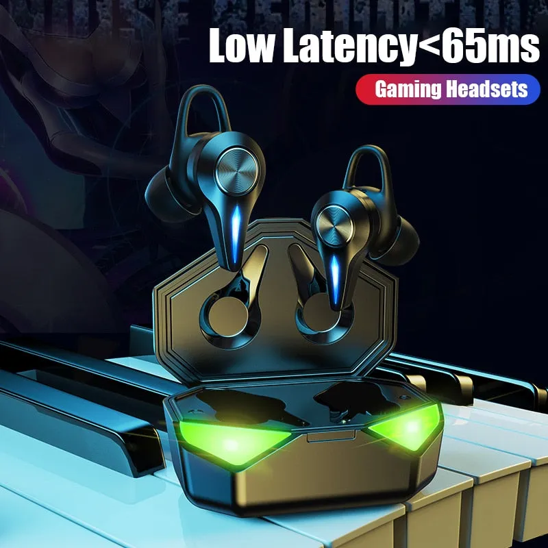 TWS Bluetooth Earphone Gaming Headsets Stereo Sport Waterproof Wireless Headphone Noise Cancelling Earbuds Gamer With Microphone