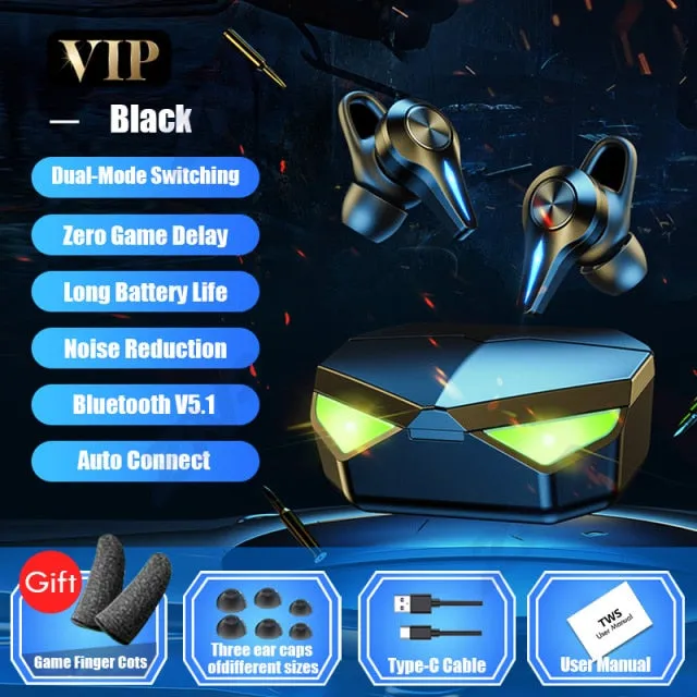 TWS Bluetooth Earphone Gaming Headsets Stereo Sport Waterproof Wireless Headphone Noise Cancelling Earbuds Gamer With Microphone