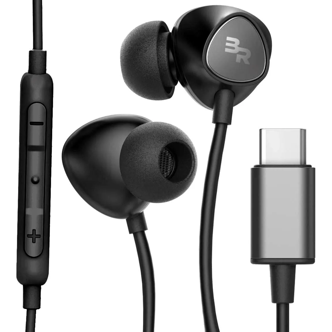 Type C Headphones, In-Ear Wired Earbuds with Microphone & Volume Control Mic Earphones