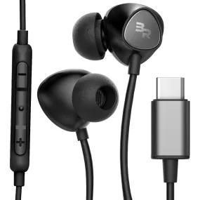 Type C Headphones, In-Ear Wired Earbuds with Microphone & Volume Control Mic Earphones