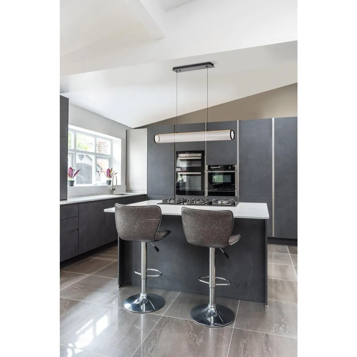 Vale 43" LED Pendant Light, Matte Black Finish
