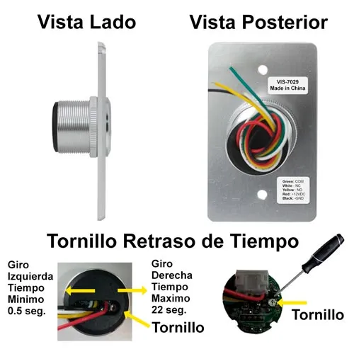 Visionis 4 Pack FPC-7567 VIS-7029 Indoor Stainless Steel No Touch Infrared Request To Exit Button With Time Delay Mid Size NO, COM And NC Outputs