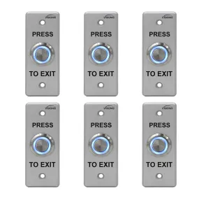 Visionis 6 Pack FPC-7533 VIS-7008 Indoor   Outdoor Weather, Waterproof Rated IP65 Stainless Steel Door Bell Type Round Request to Exit Button Slim Size for Door Access Control with LED Light   NC COM and NO Outputs