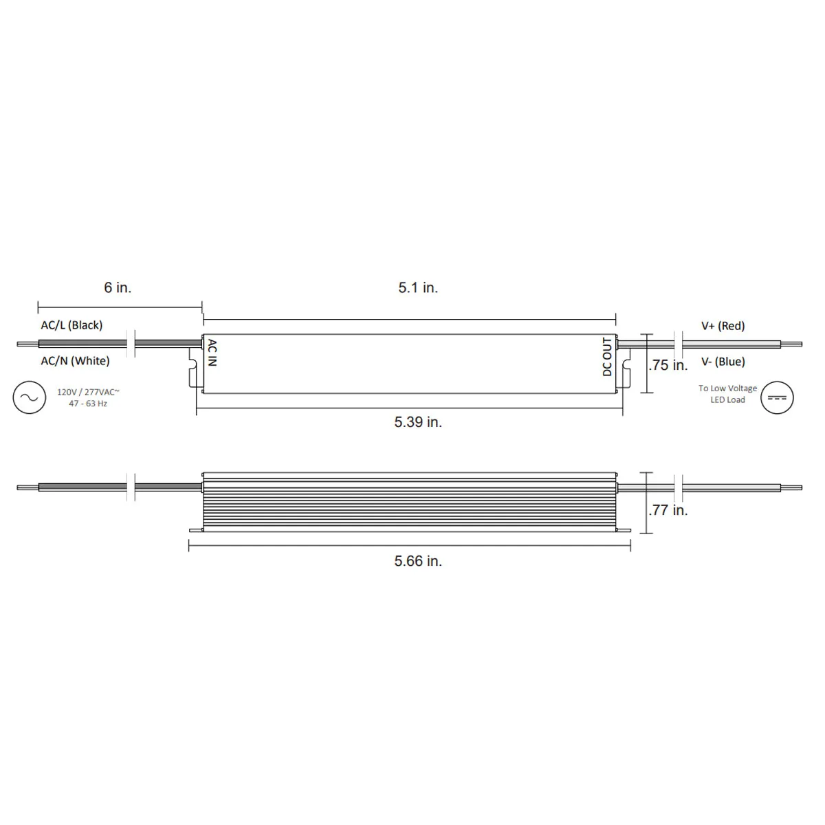VLM 60 Watts, 24VDC LED Driver, PWM Dimming, 120-277V