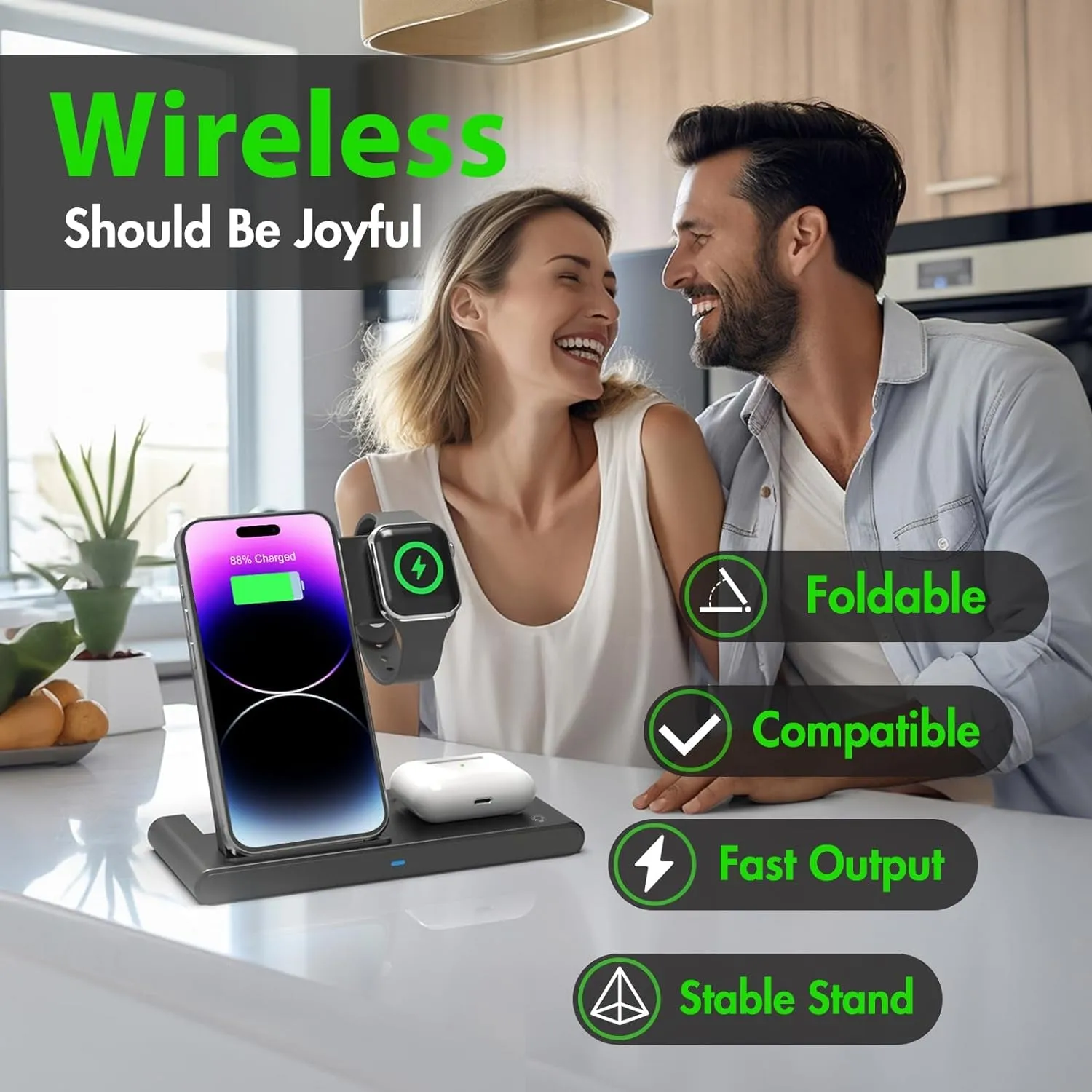 Wireless Charger Iphone Charging Station: 3 in 1 Charger Stand Multiple Devices for Apple - Iphone 15 14 Pro Max 13 12 11 - Watch 9 8 7 6 5 4 3 2 Se - Airpods 3 2 Pro