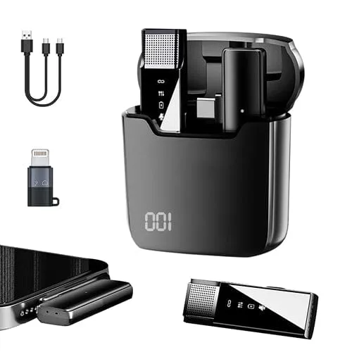 Wireless Clip On Microphone with Charging Case