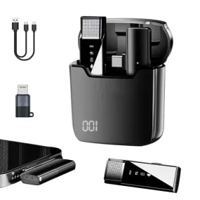 Wireless Clip On Microphone with Charging Case