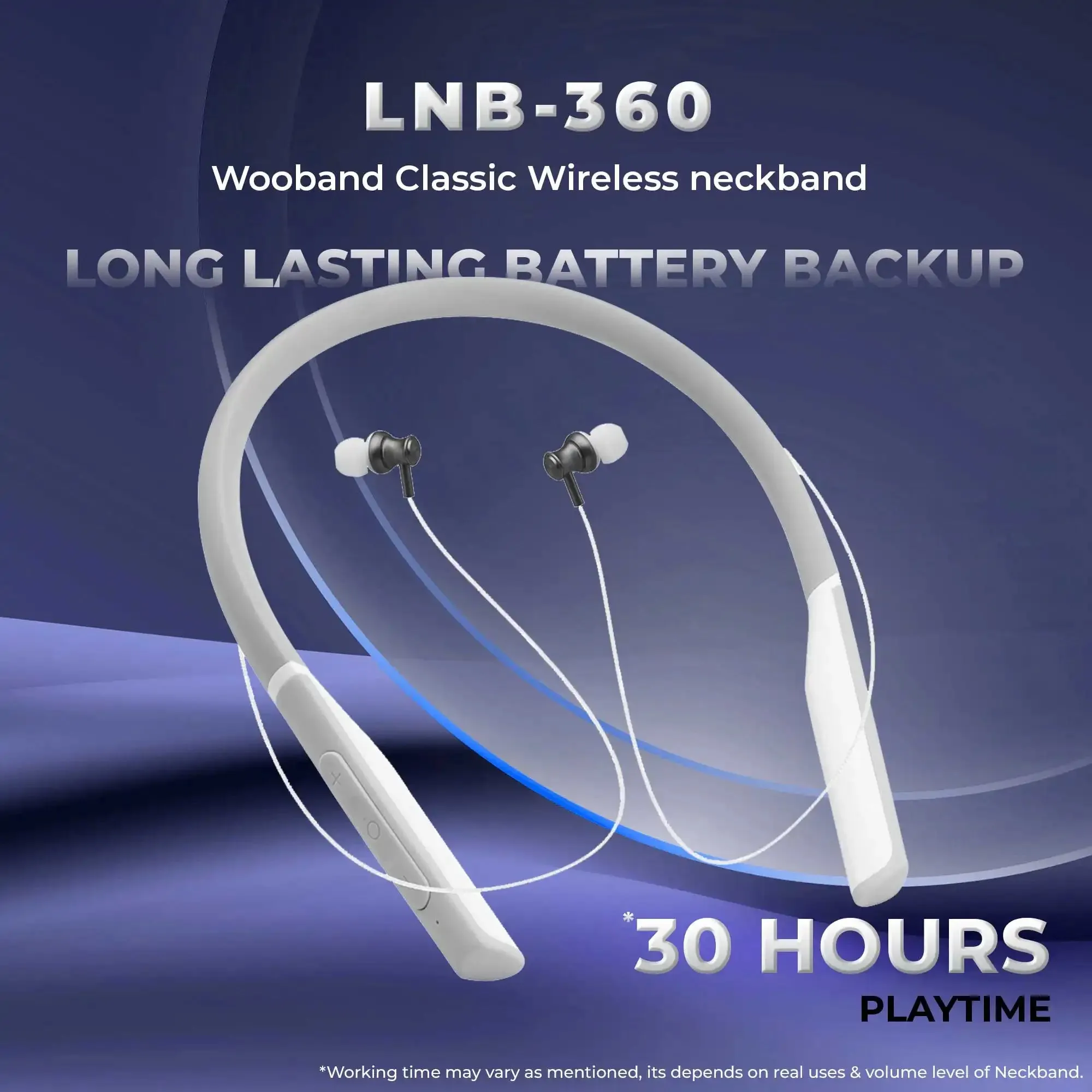 WOOBAND Classic Wireless neckband Silver (LNB-390)